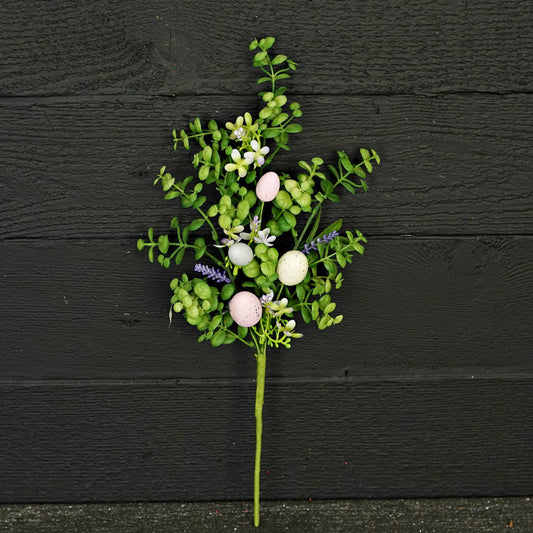Spring Flowers with Easter Eggs Faux Floral Spray - 18"