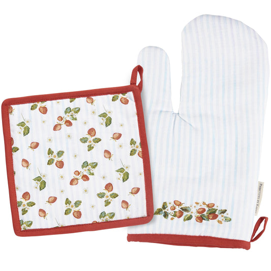 Kitchen Set Oven Mitt and Pot Holder Strawberry