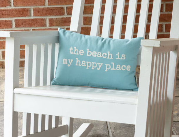The Beach is My Happy Place Throw Pillow -
