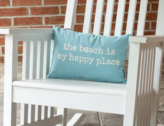 The Beach is My Happy Place Throw Pillow -