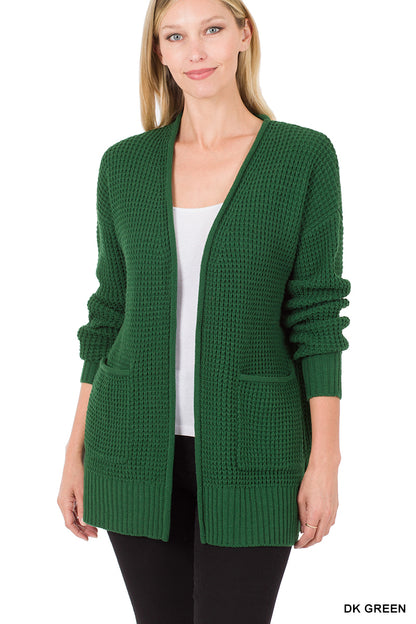 Waffle Open Cardigan Sweater - Color Options